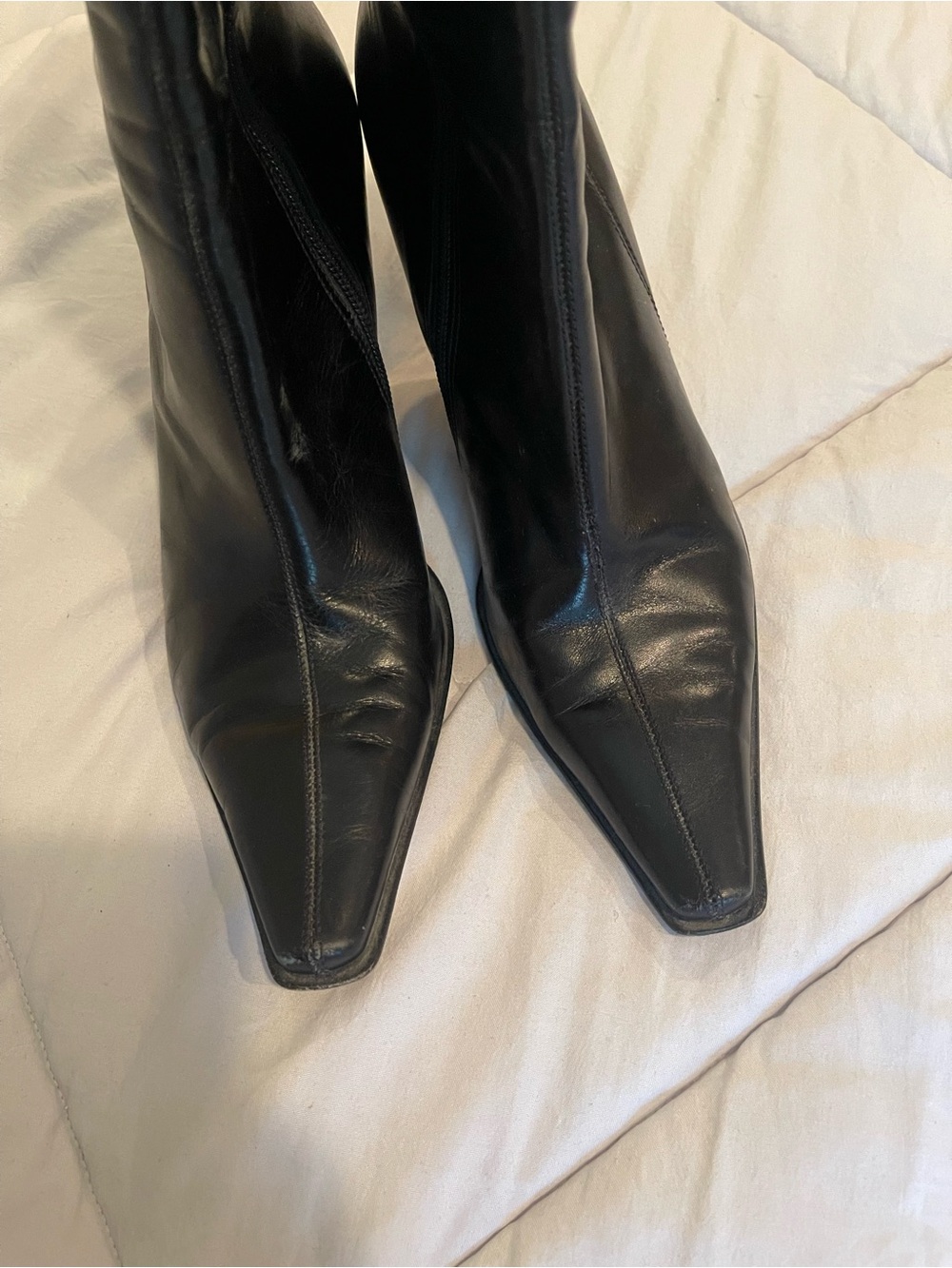 Kenneth Cole Black Square-Toe Leather Ankle Boots